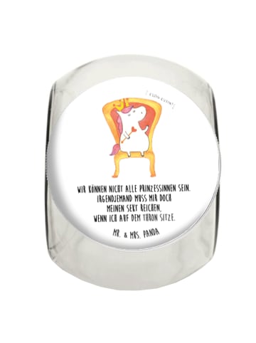 Mr. & Mrs. Panda Bonbonglas Einhorn König mit Spruch in Weiß