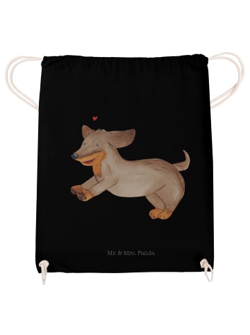 Mr. & Mrs. Panda gym tasche Hund Dackel ohne Spruch in Schwarz