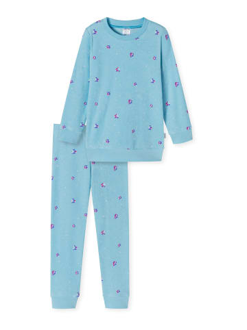 Schiesser Pyjama Girls World Velours in Blau