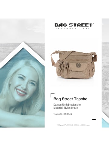 Bag Street Umhängetasche, Handtasche Nylon braun, beige ca. 30cm
