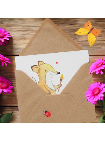 Mr. & Mrs. Panda Glückwunschkarte Fuchs  Malen ohne Spruch in Weiß