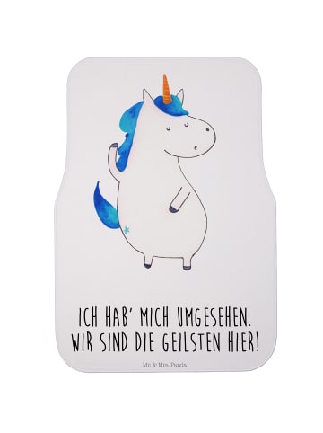 Mr. & Mrs. Panda Fahrer Autofußmatte Einhorn Mann mit Spruch in Weiß