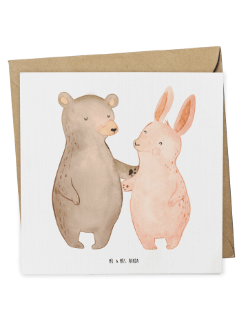 Mr. & Mrs. Panda Deluxe Karte Bär und Hase Umarmen ohne Spruch in Weiß