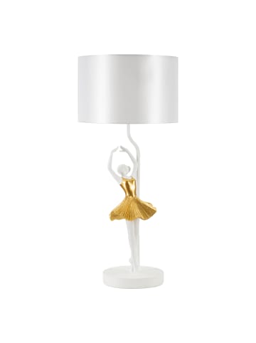 Mauro Ferretti Ballerina Tischleuchte aus weißem und goldenem Kunstharz, Ø 28 x 64 cm