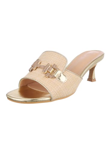 Ital-Design High-Heel Sandalette in Beige und Gold