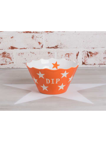 Krasilnikoff DIP Schale ORANGE mit weißen Sternen