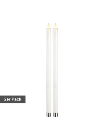 STAR Trading Kerzen-Set M-Twinkle, 2 Stück, Tischkerzen, Wachs, Weiß, LED, Timer, W