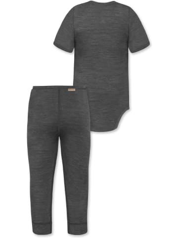 Normani Outdoor Sports Baby Merino Kurzarmbody „Tihoi" und Hose „Tutira" in Anthrazit