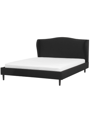 Beliani Doppelbett COLMAR in Schwarz/Dunkler Holzfarbton