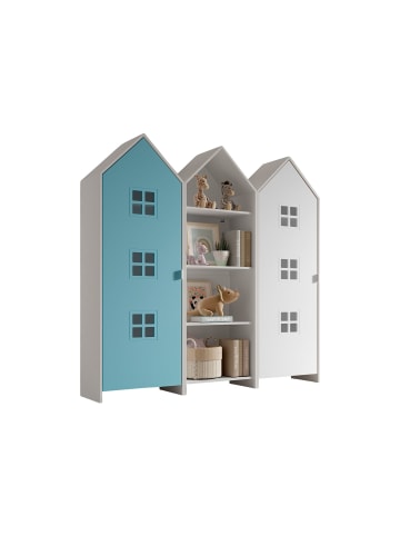 58 aufm Kessel REGALSCHRANK Set Kania 173x37x171 MDF Weiß /Bunt