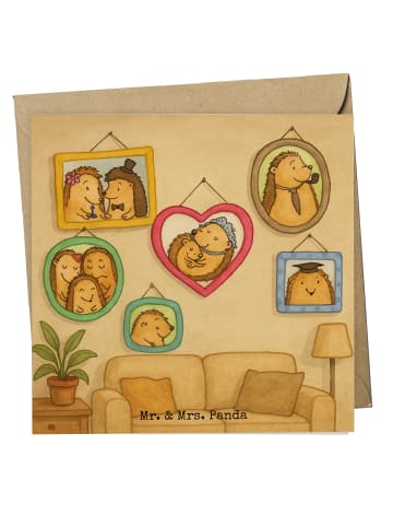 Mr. & Mrs. Panda Grußkarte Igel Familie Design ohne Spruch in Weiß