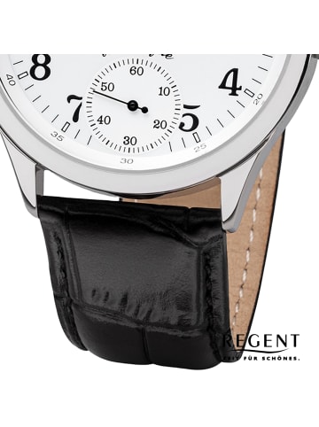 Regent Armbanduhr Regent Lederarmband schwarz groß (ca. 42,5mm)