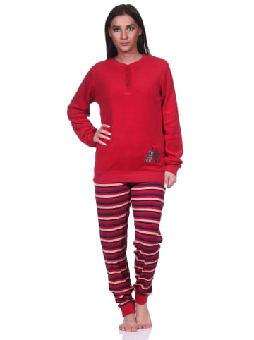 NORMANN Frottee Pyjama Schlafanzug langarm Katzen - 76540 in rot
