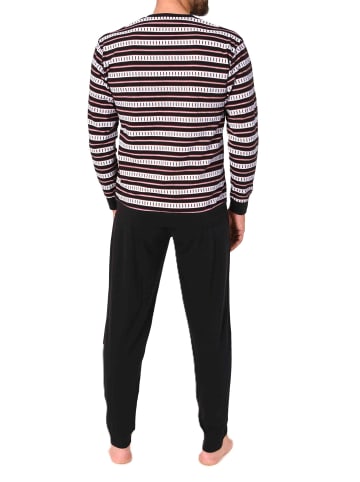 NORMANN Langarm Schlafanzug Pyjama Streifen in rot