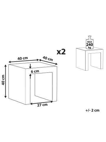 Beliani 2er-Set Hocker TARANTO in Grau