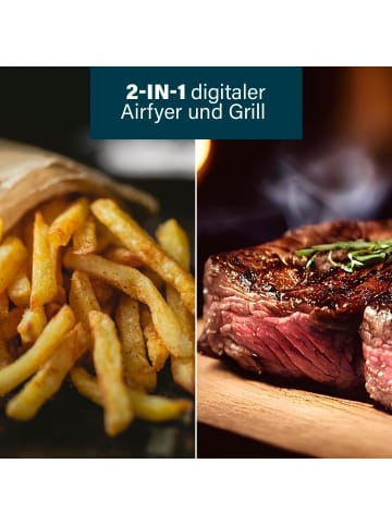 PRINCESS 2-in-1 Heißluftfriteuse und Grill 4 Programme Max 265°C silber/schwarz 182092