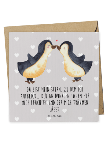 Mr. & Mrs. Panda Deluxe Karte Pinguin Liebe mit Spruch in Grau Pastell