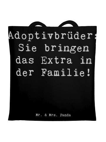 Mr. & Mrs. Panda Tragetasche Adoptivbrüder Extra mit Spruch in Schwarz