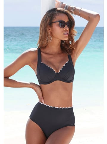 LASCANA Highwaist-Bikini-Hose in schwarz-weiß