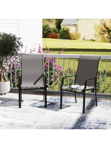 COSTWAY 2er Set Gartenstühle mit hoher Rückenlehne in Grau