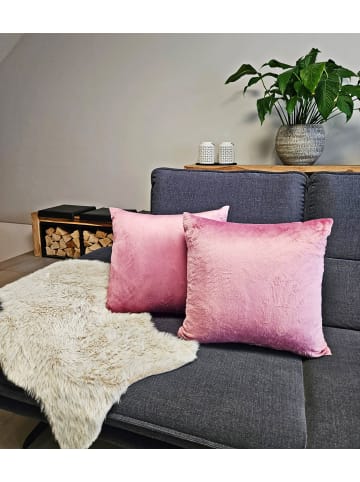 JACK 2er Set Teddy Flausch Kissen 50x50cm in Antik Rosa