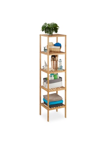 relaxdays Badregal in Natur - (B)34 x (H)140 x (T)33 cm