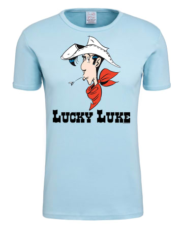 Logoshirt T-Shirt Lucky Luke Portrait in hellblau