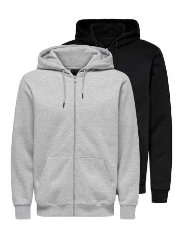 ONLY & SONS Sweatjacke / Hoodie Ceres in Schwarz / hellgrau