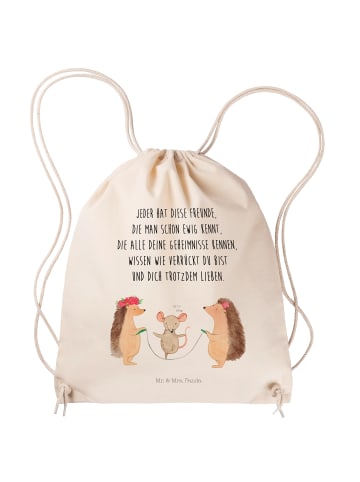 Mr. & Mrs. Panda Drawstring Bag Igel Seilhüpfen mit Spruch in Creme