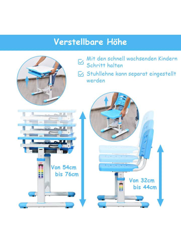 COSTWAY Schreibtisch mit Stuhl in Blau