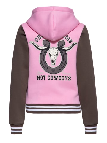 Queen Kerosin Queen Kerosin Kapuzensweatjacke Chase Dreams Not Cowboys in rosa