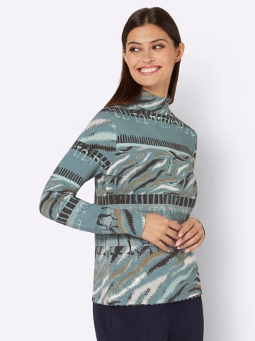 creation L Stehkragen-Shirt in jade-graphit-bedruckt