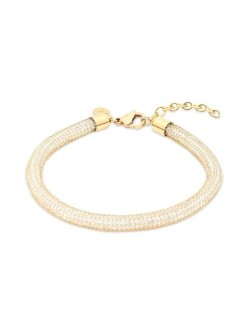 s.Oliver Armband aus Edelstahl-Mesh mit funkelnden Zirkoniasteinen in gold
