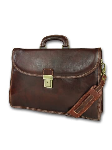 Toscanto Leder Aktentasche, Businesstasche, Umhängetasche Toscanto Tasche braun ca. 40cm