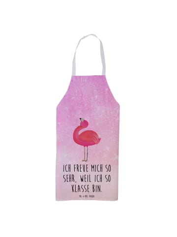 Mr. & Mrs. Panda Kochschürze Flamingo Stolz mit Spruch in Aquarell Pink