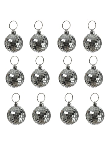 MARELIDA 12x Weihnachtsbaumschmuck Discokugel Spiegelkugel D: 5cm in silber