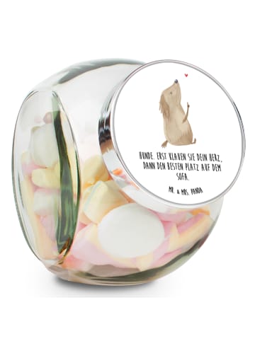 Mr. & Mrs. Panda keksdose glas Hund Liebe mit Spruch in Weiß