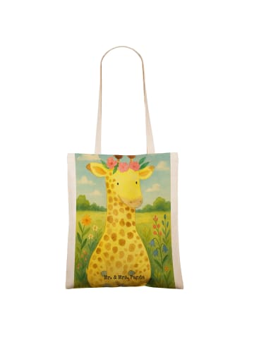 Mr. & Mrs. Panda Tote Bag Giraffe Blumenkranz Design ohne Spruch in Weiß