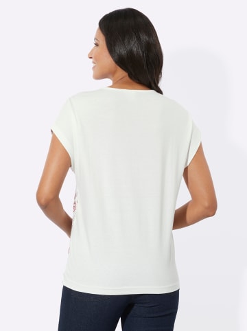 Sieh an! Rundhals-Shirt in ecru-dunkelrot-bedruckt