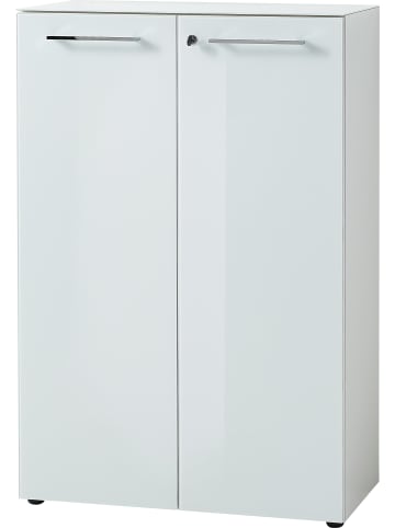 KADIMA DESIGN Aktenschrank Glasfront Soft-Close Abschließbar, Büro in Weiß