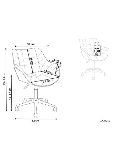 Beliani Bürostuhl LABELLE in Rosa - (W) 54 x (H) 81 x (L) 54 cm