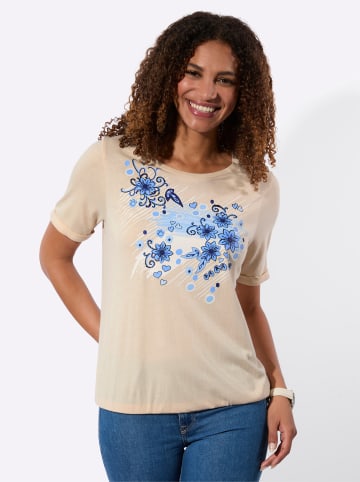 WITT WEIDEN Kurzarmshirt in elfenbein-royalblau-bedruckt