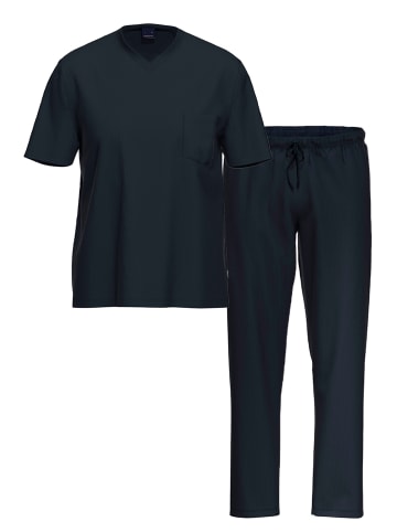 Ammann Schlafanzug Kurzarm Cotton in Dunkelblau
