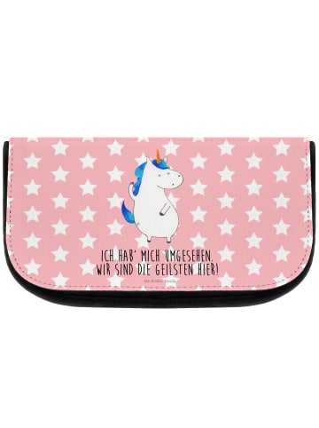 Mr. & Mrs. Panda Kosmetiktasche Einhorn Mann mit Spruch in Rot Pastell