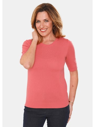 GOLDNER Strickset aus Jacke, Halbarmpullover in koralle