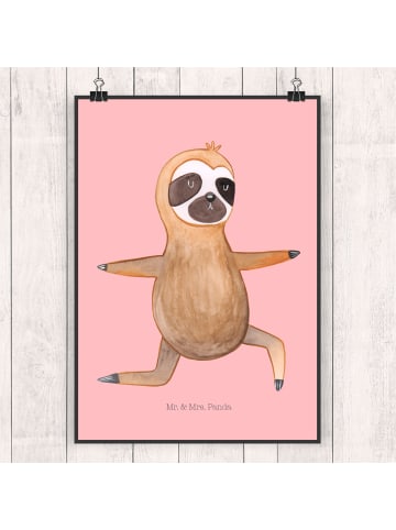 Mr. & Mrs. Panda Poster Faultier Yoga ohne Spruch in Rot Pastell