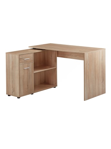 KADIMA DESIGN Bürotisch mit Regal & Schublade/Tür für Premium Home Office in Beige