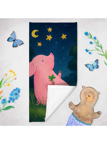 Mr. & Mrs. Panda Reisehandtuch Schwein Glück Design ohne Spruch in Weiß