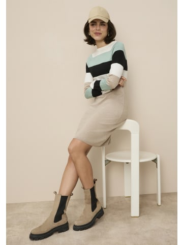 Tamaris Strickkleid in offwhite mint gestreift