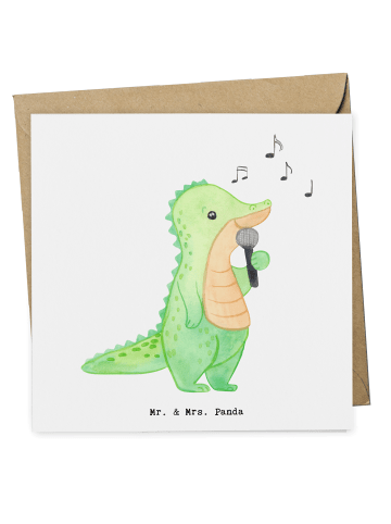 Mr. & Mrs. Panda Deluxe Karte Krokodil Singen ohne Spruch in Weiß